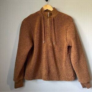 500 MADISON CINQCENT quater zip brown Sherpa teddy sweater size XS